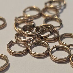 Vintage Solid 14k Yellow Gold Split Ring Jump Clasp Charm Pendant Attacher 6mm